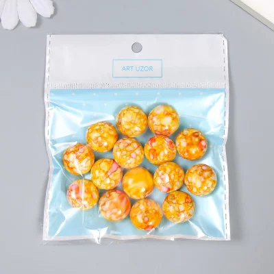 Бусины для творчества пластик "Мраморные. Жёлтый" набор 15 шт 1,7х1,7х1 см   9285326