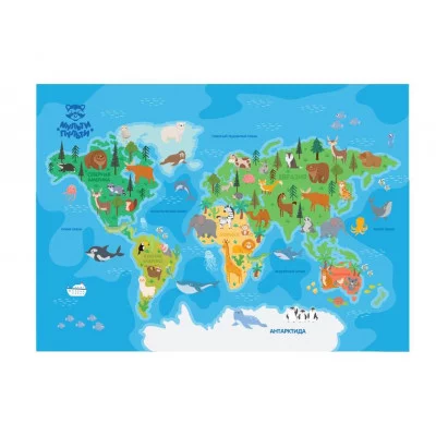 Клеенка для уроков труда Мульти-Пульти "Карта мира", 50*70см, ПВХ 350996