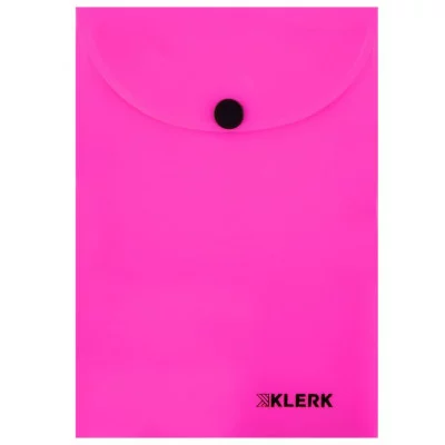 Папка-конверт на кноп А6 (115*165мм) 0,18мм KLERK Neon 241316 полупрозрачная розовая 241316