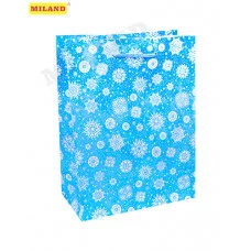 Optima Пакет подарочный с глянцевой ламинацией 18x23x8 см (М) Ажурные снежинки, 128 г ПП-1781