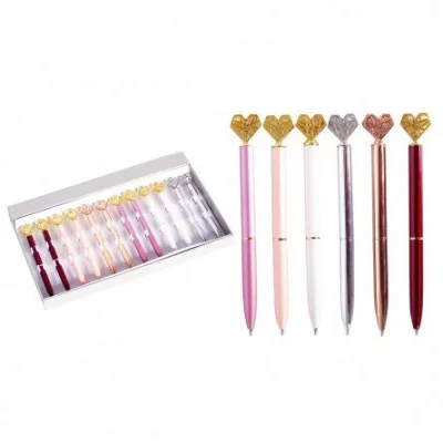 Ручка шариковая Alingar "Сердце", синяя, 1,0 мм, поворотный механизм, металлический цветной корпус, ассорти, картонная упаковка AL7874