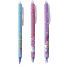 Ручка гелевая пиши-стирай, автоматическая Alingar "Зайчики", 0,5мм, синяя, игольчатый наконечник, круглый цветной пластиковый корпус, пласт. уп. AL11119