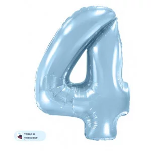 Шар (40\'\'/102 см) Цифра, 4, Голубой, Макарунс, 1 шт. в уп. B901764AB