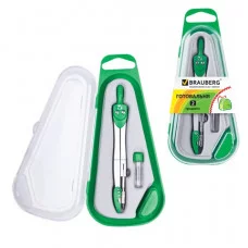 Готовальня BRAUBERG "Klasse", 2 предмета: циркуль 125мм+колпачок, грифель, пенал с подвесом, 210320