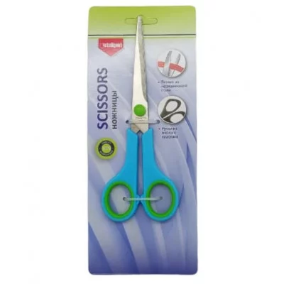 Ножницы INTELLIGENT CZ-222 175мм с круглыми пластиковыми ручками, голубые, на блистере 327301