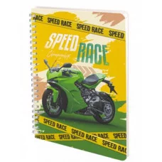 Подарочный блокнот 14,5 см * 20,5 см , гребень, Alingar, ламинация, конгрев, эффект 3D, замочек, 60 л., клетка, "Мотогонки", зеленый AL11700