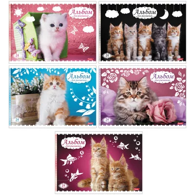 Альбом для рисования 24л А4 на скрепке Hatber Кошарики Хатбер 259101