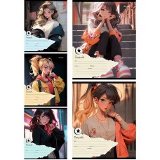 Тетрадь КЛЕТКА 18л. МОДНЫЕ ДЕВУШКИ - 2 (18-2302) цвет.мелов.обл. 241916