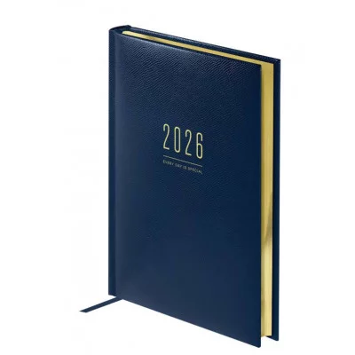 Ежедневник датированный 2026г., А5, 176л., твердый переплет, кожзам, BG "Dallas. Blue", синий, фольгированный срез 380056