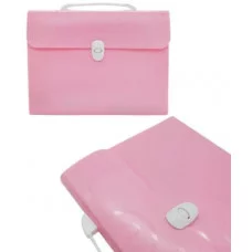 Папка портфель 12 отд. DD-204 Розовый пластиковый с узором, с застежкой и ручкой 329300
