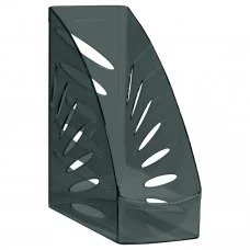 Лоток для бумаг вертикальный СТАММ "Тропик", тонированный черный, ширина 110мм 351547