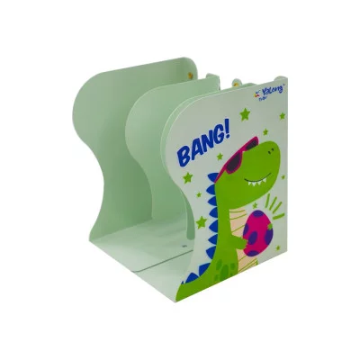 Подставка-держатель для книг раздвижная Yalong, 3 отделения, металл, "Динозаврик". картон. уп. YL225905/2