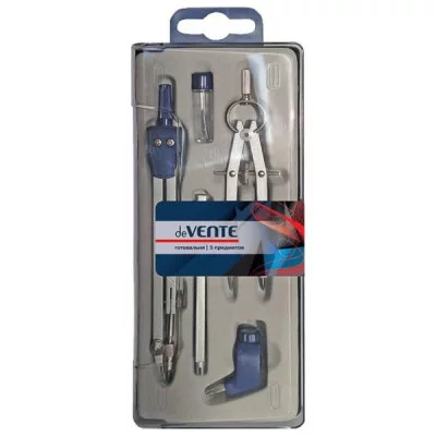 Готовальня 05 предметов циркуль 135мм сгиб ножка металл е/п DEVENTE 5093304 154208