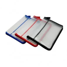 Папка для тетрадей DG-330 А4+ "Ассорти" пластик, молния вокруг, с карманом сетка, прозрачная 331409