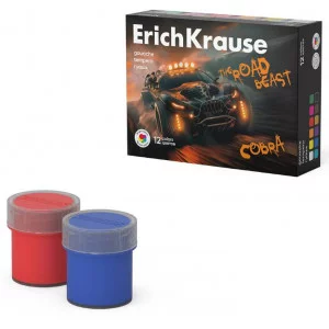 Гуашь ErichKrause Road Beast 12 цветов по 20 мл 62981