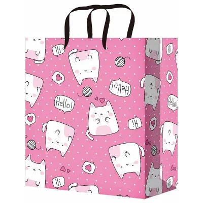 Пакет подарочный с глянц. лам. (горизонтальный) 15х12х5 см  (S) Влюбленные котики, 157 г ПКП-4174