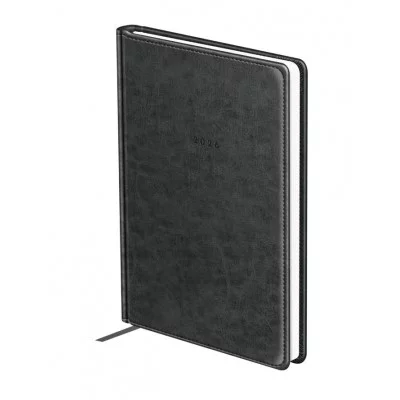 Ежедневник датированный 2026г., А5, 176л., твердый переплет, кожзам, BG "Nebraska. Grey", серый 380101