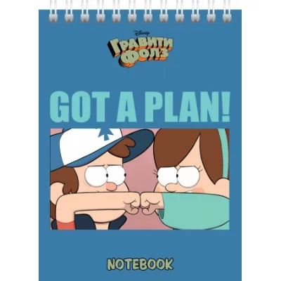 Блокнот 40л А6ф клетка Обл. мелованный картон на гребне -Гравити Фолз- 40Б6В1гр