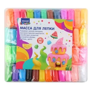 Mасса для лепки, 48 цветов по 13 г, пластиковые стеки 3 шт в комплекте M-4194-48
