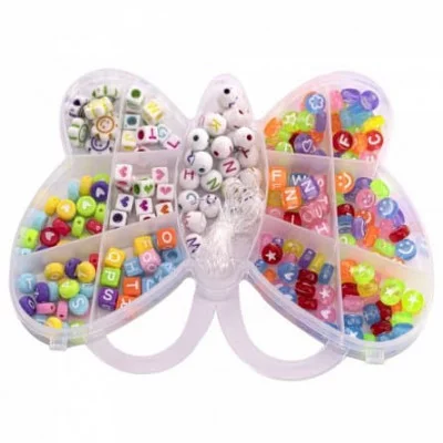 Набор для создания украшений-бусины Alingar, 140х110х20 мм, "Бабочка мини", 13 видов бусин, 1х2,1 м леска, пластик.пенал AL11571