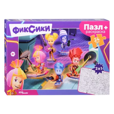 Пазлы maxi 24 + раскраска "Фиксики" (Аэроплан) 66005