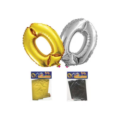 ШАР ФОЛЬГИРОВАННЫЙ, ЦИФРА "0", 35см, золото/серебро, ассорти ACTION! L00653