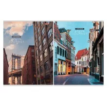 Тетрадь КЛЕТКА 80л. ГОРОДСКИЕ УЛИЦЫ - 1 (80-8403) (мелов. картон) 80-8403