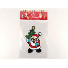 Наклейка на окно гелевая Дед мороз с ёлкой 14см, арт.6-9 6-9