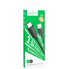 Кабель Type-C - HOCO X88 Gratified, 1.0м, круглый, 2.4A, силикон, PD60W, чёрный упакован 6931474783363