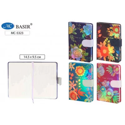 Ежедневник-записная книжка FLOWER OF DREAM на застёжке-магните обложка А6 7БЦ тиснение фольгой цв МС-5323