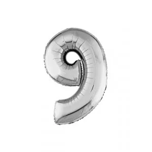 Шар Agura цифра 9 серебро (40\'/102см, 1 шт) 753859
