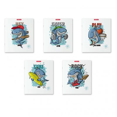 Тетрадь общая ученическая ErichKrause Crazy Shark 48 листов клетка выборочный 58279