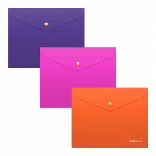 Папка-конверт на кнопке пластиковая ErichKrause Soft Caribbean Sunset, A5+, непрозрачный, ассорти 54880