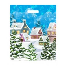 Пакет с прорубной ручкой НГ 18002 Зимнее утро 45*38 (ТИКО)