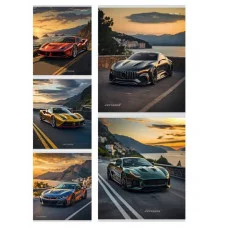 Тетрадь КЛЕТКА 48л. МАШИНЫ И ЗАКАТ (48-4804) цветная мелованная обложка 48-4804