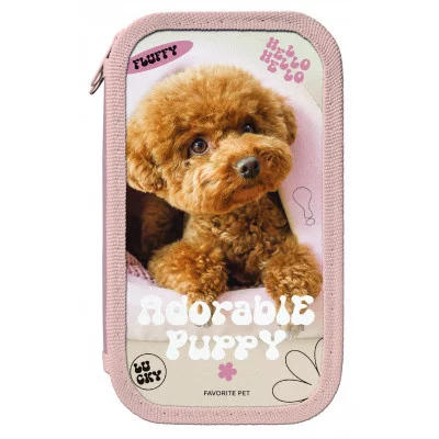 Пенал 2 секц. бол. Schoolformat ОЧАРОВАТЕЛЬНЫЕ ЩЕНКИ 190х105х35 картон, полиэстер молния роз. 237035