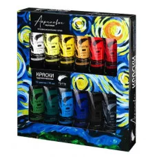 Краски акриловые художественные матовые проф.серия набор 12цв 75мл TM"FlyWay" АК-9499