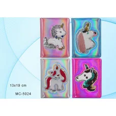 Блокнот МС-5024 ЕДИНОРОГ ,блок-линейка,бумага офсет,меховая аппликация с цвет.пайетками, 64 листа