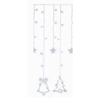 MILED Гирлянда светодиодная. Штора. С фигур. 2,5*1 м 92 ламп 8 режим. холод. бел. свет ГШ-0025