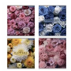 Тетрадь 48л., А5, линия, Alingar "Lovely flowers", скрепка, мелованный картон (стандарт), блок офсет AL11224