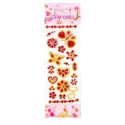 Наклейки-стразы Alingar, акриловые, пакет с европодвесом "Сердце и бабочки" AL8147