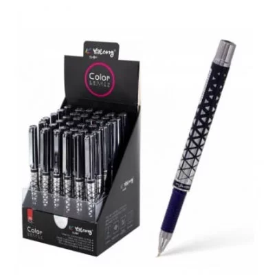 Ручка шариковая Yalong, на масляной основе, "Бизнес серебро", 0,7 мм, синяя, игольчатый наконечник, цветной пластиковый корус, карт. уп. YL232616