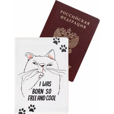 Обложка на паспорт "Серьезный котик" (ПВХ) ОП-0425