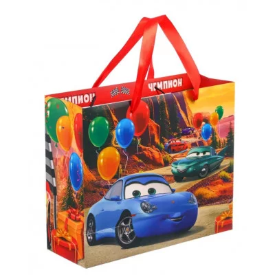 Пакет подарочный с пластиковым окном, 31х26х11 см, Тачки 9354045