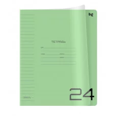 Тетрадь 24л. линия BG "UniTone. Green", пластиковая прозрачная обложка 379175