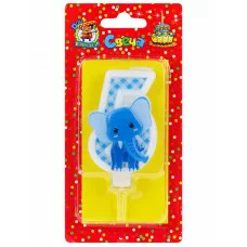 Свеча для торта Слоник Цифра 5 С-8329