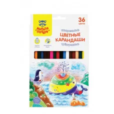 Карандаши акварельные Мульти-Пульти "Невероятные приключения", 36цв., трехгран., заточен., картон, европодвес 325956