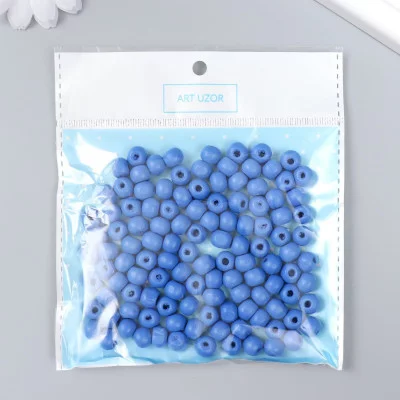 Бусины для творчества дерево "Ярко-голубой" d-0,8 см, набор 20 гр   9438187