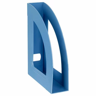 Лоток для бумаг вертикальный СТАММ "Респект", сине-голубой, ширина 70мм 370895