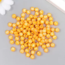Набор бусин для творчества пластик "Английские буквы" оранж 20 гр 0,4х0,7х0,7 см 7811526